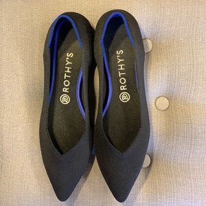 Roth ya women pointed toe knit slip on shoes -solid black